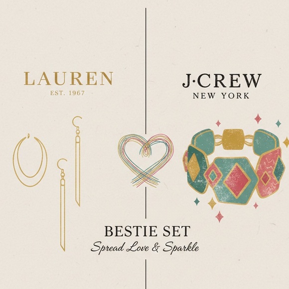 Lauren Ralph Lauren Gold Tone Earrings & J.Crew Resin Bracelet Set NWT - Picture 2 of 4